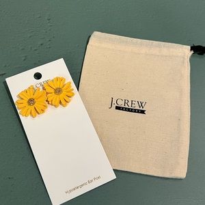 J. Crew Factory Yellow Daisy Flower Statement Stud Earrings 🌼